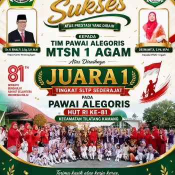 Alhamdulillah! MTsN 1 Agam Raih Juara I Pawai Alegoris HUT k
