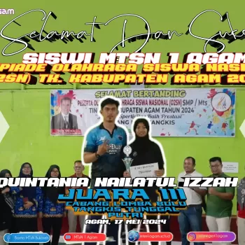 Kontingen MTsN 1 Agam Berhasil Meraih Juara 3 Pada Lomba O2S