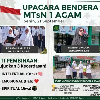 Upacara Senin MTsN 1 Agam: Disiplin Ditekankan, Prestasi Sis