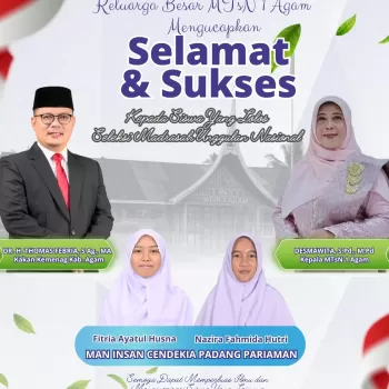 Dua Siswi MTsN 1 Agam Tembus Madrasah Unggulan Nasional, Lol