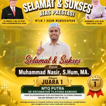 Inspiratif! Guru MTsN 1 Agam Muhammad Nasir Raih Juara 1 MTQ