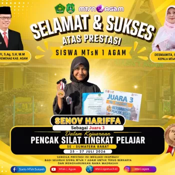 Siswa MTsN 1 Agam Raih Juara III Kejuaraan Pencak Silat Ting